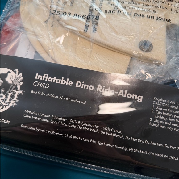 Kids inflatable Dino ride along Costume OS - Picture 5 of 5